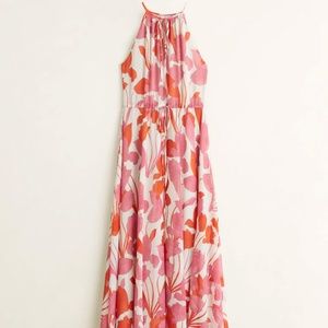Red, pink & white Printed long maxi dress